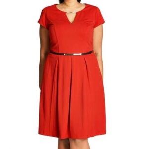 City Chic Vibrant Red Midi Dress